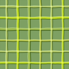 Gingham seamless pattern. Green plaid print. Vector checkered summer print
