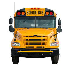 Fototapeta premium Children Ride on a Yellow School Bus During the Morning on a Weekday in the City