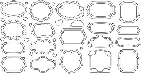 Collection of Decorative Outlined Frames and Borders with Cute Elements