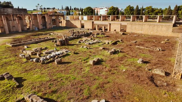 The Roman Theatre of Italica, an ancient archaeological site in Santiponce, near Seville, Spain, Andalusia, Spain founded in 206 BC by Roman general Scipio Africanus
