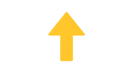 A bright yellow arrow pointing upwards on a black background