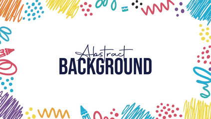 Obraz premium Modern Abstract Background Frame with Colorful Hand-Drawn Scribbles, Playful Doodles and Artistic Geometric Shapes
