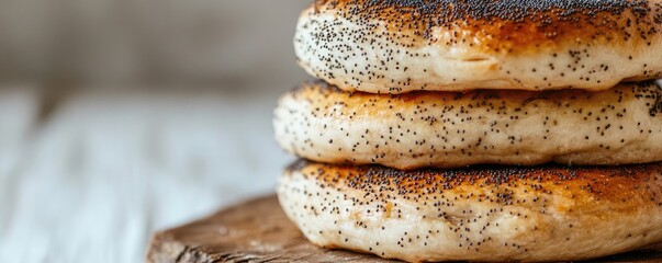 Stack of freshly baked poppy seed rolls.
