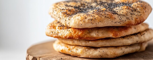 Stack of freshly baked poppy seed rolls.