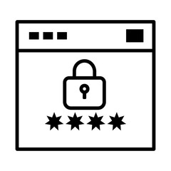 website lock protection icon sign vector. Web with security. Web Lock Icon. Protection with password. Browser Password Icon Style. Software Unlock Security Protect Protection Secure vector icon.