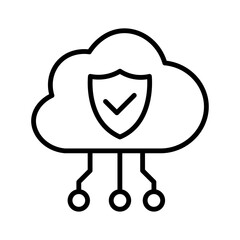 Privacy shield icon with lock, cybersecurity protection concept. Password Protection Icon. Security shield icon outline vector. Code lock. Scan encrypt