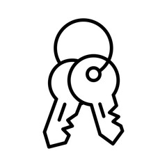 Password icon vector illustration. Key on isolated background. Login sign concept. Keys with circular keyring in minimalist line art style. Authorization Icon. Minimalist black and white vector key.