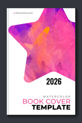 Сolorful vector watercolor vertical background with star for poster, banner or flyer