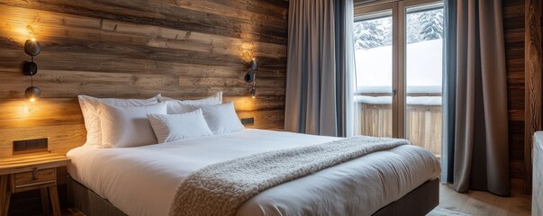 Promote cozy bedroom interior and warm home comfort atmosphere