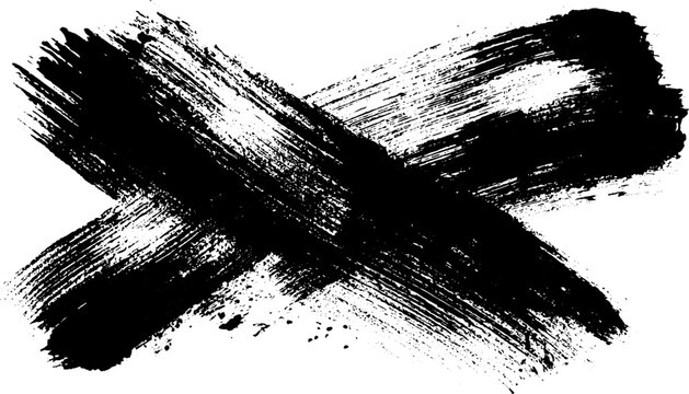 Expressive black ink brush stroke in sumi e style for artistic design