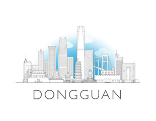 Dongguan China cityscape illustration skyline drawing
