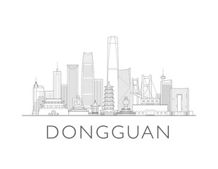 Dongguan China cityscape illustration skyline drawing