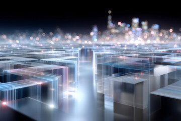 A complex digital maze showcases futuristic technology and innovative design. This surreal environment symbolizes the challenges of navigation and strategies in a cyber world