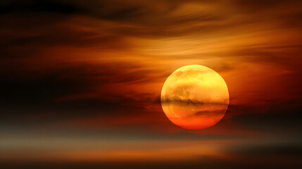 Obraz premium Abstract minimal sunset focusing on color and circular sun 