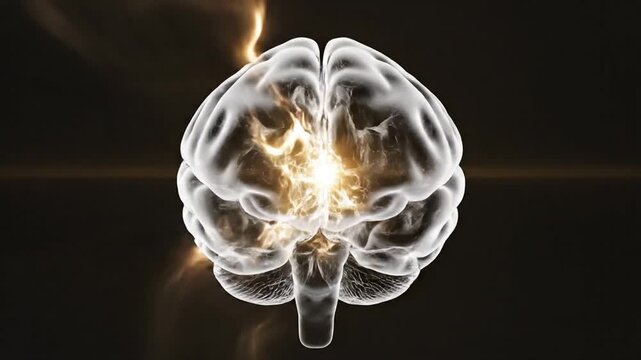 Conceptual illustration of the human brain with electrical impulses and activity displayed