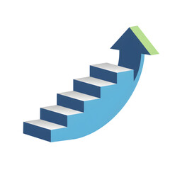 Minimal Staircase Forming Upward Arrow, Business Growth Concept Isolated on Transparent Background