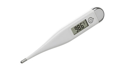 Digital Medical Thermometer with LCD Display and Temperature Reading isolated PNG with Transparent Background