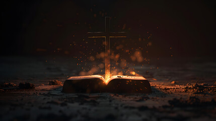 Foi et D&eacute;votion : La Sainte Bible et la Croix Sacr&eacute;e dans une Ambiance Sereine