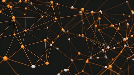 A complex network of interconnected lines and dots on a black background