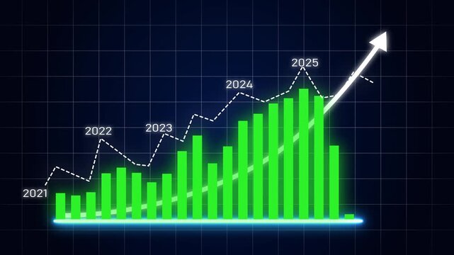 Graph chart showing marketing sales profit increasing. business graph showing success and profit concept. future target success plan business.black background 4k