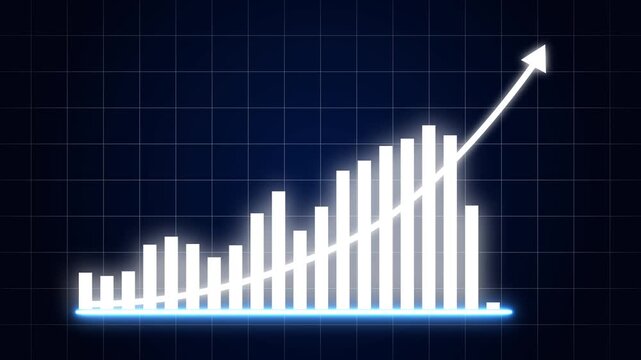Finance business graph chart with uparrow. Hi-tech style business concept technology chart with grid.video 4k