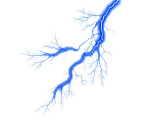 Digitally rendered electric bolt illustration in vibrant blue against a stark black backdrop