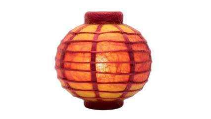 Fototapeta premium Cozy needle felted wool Chinese lantern, fuzzy, soft, and handmade. Perfect for Lunar New Year, cultural crafts, cozy home decor, or graphic design. Isolated on transparent background.