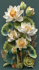 Modern lotus flower elegant nature art high resolution image