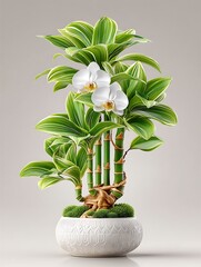 Modern lucky bamboo houseplant zen interior high resolution image