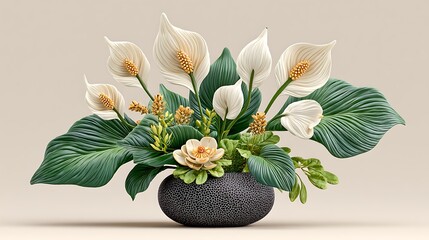 Modern peace lily indoor plant aesthetic high resolution image