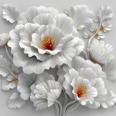 Modern white flower paper sculpture wall high resolution image