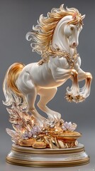 Ornamental horse sculpture with crystal base design high resolution image