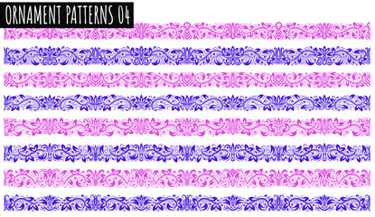 Ornamental Patterns: A vibrant collection of ornate decorative border patterns in a stunning display of color and classic design. Capturing the artistry, details, and appeal of ornamental elements.