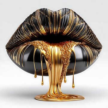 Elegant metallic lips modern abstract visual high resolution picture