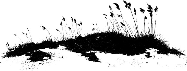 Black and white stencil art of dense grass mats for nature design