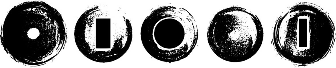 Black and white circle icons in grunge style for urban design projects