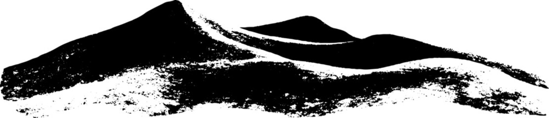 Naklejka premium Black and white stencil illustration of gently curving sand dunes for minimalist design