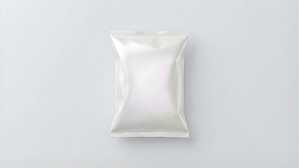 Blank White Flexible Packaging Pouch Mockup on a Clean Light Gray Background for Product Design Presentation