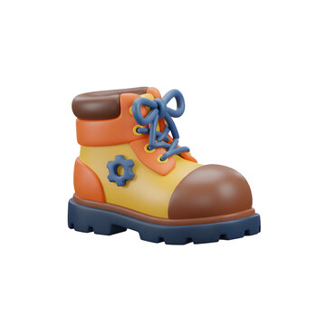 Colorful Cartoon Hiking Boot with Laces.