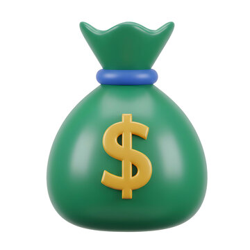 Green Money Bag with Dollar Sign.