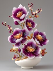 Modern orchid floral composition ceramic decor high resolution picture