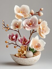 Modern orchid flower ceramic centerpiece design high resolution picture