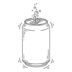 Soda can line art black and white