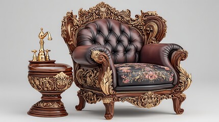 Ornate luxury leather chair high resolution picture