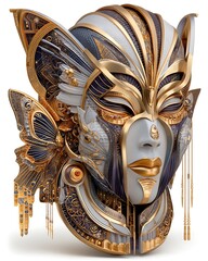 Ornate tribal face sculpture high resolution picture