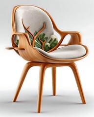 Scandinavian style wooden armchair high resolution picture