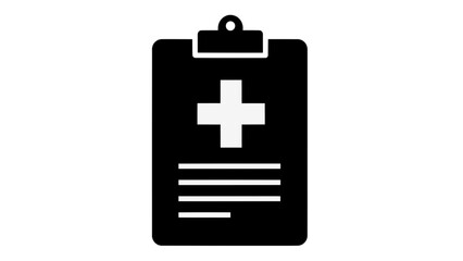 Fototapeta premium Vector illustration of a medical report clipboard with a white cross, on transparent background, ideal for healthcare