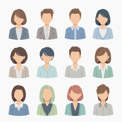 A group of diverse cartoon people with various hairstyles and outfits are standing together in a neutral background.