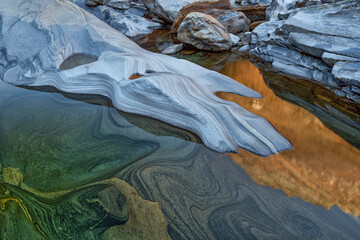 Verzasca Valley near Lavertezzo, abstract stone background Landscape