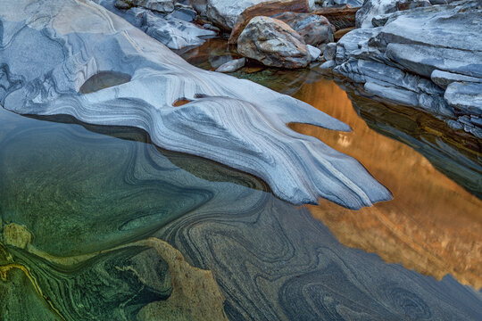 Verzasca Valley near Lavertezzo, abstract stone background Landscape